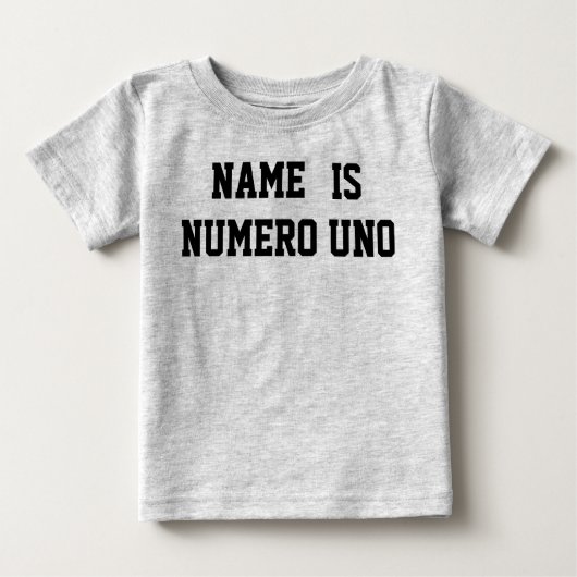 名前パーソナライズされたはNumero Uno ベビーTシャツ (正面)
