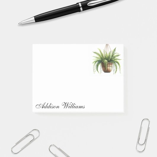 名前パーソナライズされたぶら下がったシダ植物 ポストイット
