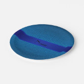 名前パーソナライズされたを濃い青の正方形の円に変更 ペーパープレート (アングル)