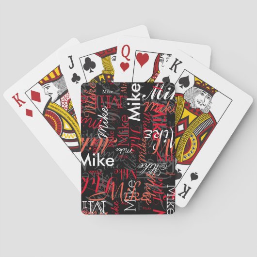 名前パーソナライズされたを赤/黒のパターンに作成 トランプ (裏面)
