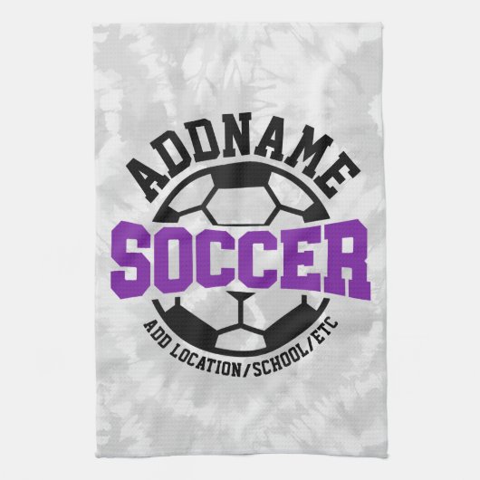 名前パーソナライズされたを追加サッカー選手チームのタイダイ キッチンタオル (縦)