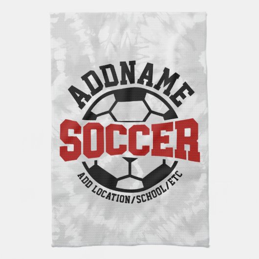 名前パーソナライズされたを追加サッカー選手チームのタイダイ キッチンタオル (縦)