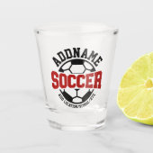 名前パーソナライズされたを追加サッカー選手チームのタイダイ ショットグラス (正面)