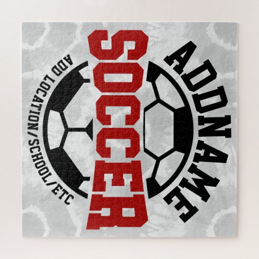 名前パーソナライズされたを追加サッカー選手チームのタイダイ ジグソーパズル (横)