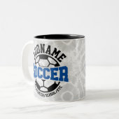 名前パーソナライズされたを追加サッカー選手チームのタイダイ ツートーンマグカップ (正面左)