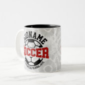 名前パーソナライズされたを追加サッカー選手チームのタイダイ ツートーンマグカップ (正面左)
