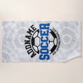 名前パーソナライズされたを追加サッカー選手チームのタイダイ ビーチタオル (正面)