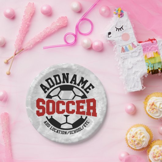 名前パーソナライズされたを追加サッカー選手チームのタイダイ ペーパープレート (パーティー)