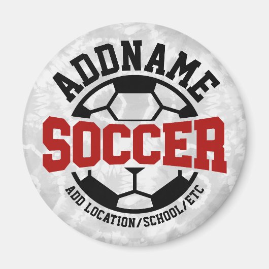 名前パーソナライズされたを追加サッカー選手チームのタイダイ マグネット (正面)