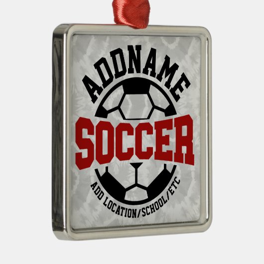 名前パーソナライズされたを追加サッカー選手チームのタイダイ メタルオーナメント (右)