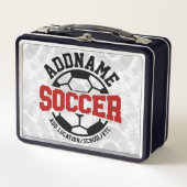 名前パーソナライズされたを追加サッカー選手チームのタイダイ メタルランチボックス (正面)