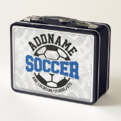 名前パーソナライズされたを追加サッカー選手チームのタイダイ メタルランチボックス (裏面)