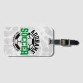 名前パーソナライズされたを追加サッカー選手チームのタイダイ ラゲッジタグ (正面横)