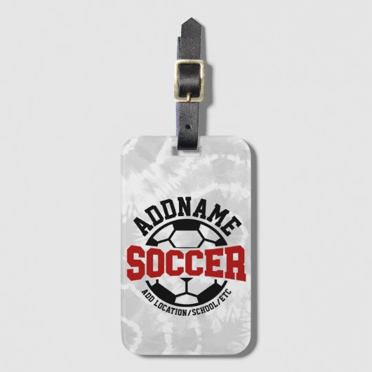 名前パーソナライズされたを追加サッカー選手チームのタイダイ ラゲッジタグ (正面縦)