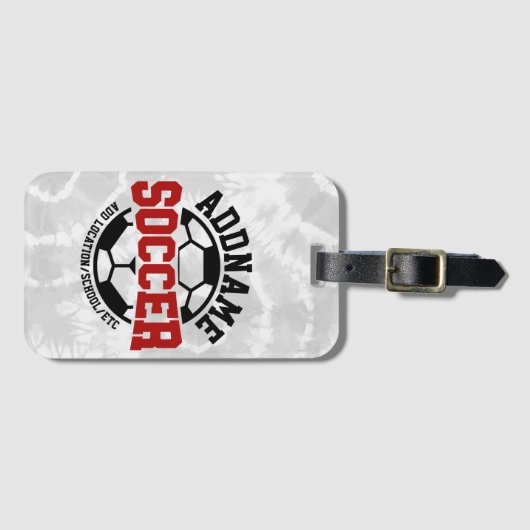 名前パーソナライズされたを追加サッカー選手チームのタイダイ ラゲッジタグ (正面横)