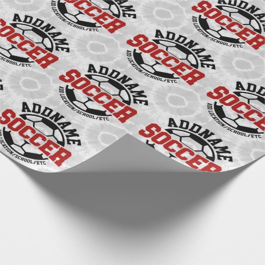 名前パーソナライズされたを追加サッカー選手チームのタイダイ ラッピングペーパー