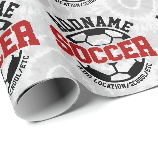 名前パーソナライズされたを追加サッカー選手チームのタイダイ ラッピングペーパー (ロールコーナー)