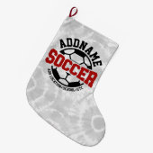 名前パーソナライズされたを追加サッカー選手チームのタイダイ ラージクリスマスストッキング (正面 (吊り時))