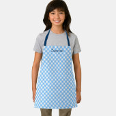 名前パーソナライズされたを追加Baby Blue Gingham Kids エプロン (インサイチュ)