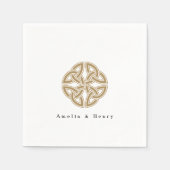 名前パーソナライズされたアイリッシュケルト結び目模様金ゴールド結婚 スタンダードカクテルナプキン (正面)