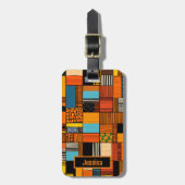 名前パーソナライズされたアフリカプリント ラゲッジタグ (正面縦)