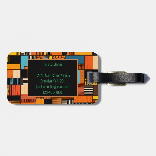 名前パーソナライズされたアフリカプリント ラゲッジタグ (裏面横)