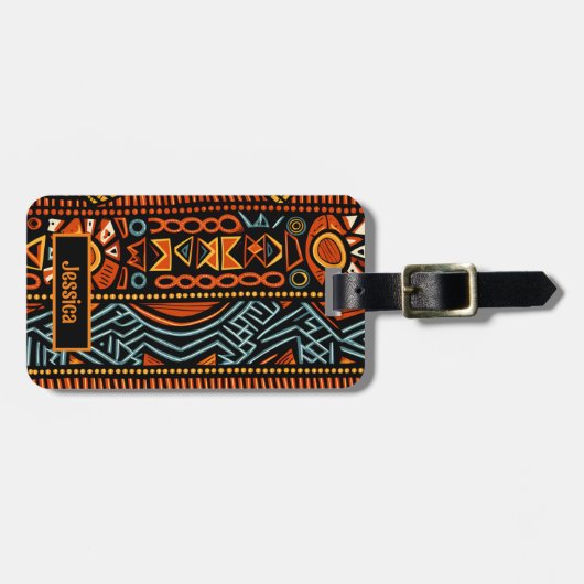 名前パーソナライズされたアフリカプリント ラゲッジタグ (正面横)