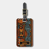 名前パーソナライズされたアフリカプリント ラゲッジタグ (正面縦)