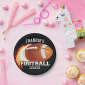 名前パーソナライズされたアメリカンフットボールの炎スポーツ ペーパープレート (パーティー)