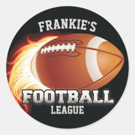 名前パーソナライズされたアメリカンフットボールの炎スポーツ ラウンドシール