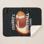 名前パーソナライズされたアメリカンフットボール炎スポーツ シェルパブランケット (正面(横))