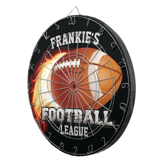 名前パーソナライズされたアメリカンフットボール炎スポーツ ダーツボード (正面右)