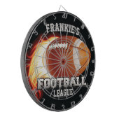 名前パーソナライズされたアメリカンフットボール炎スポーツ ダーツボード (正面左)