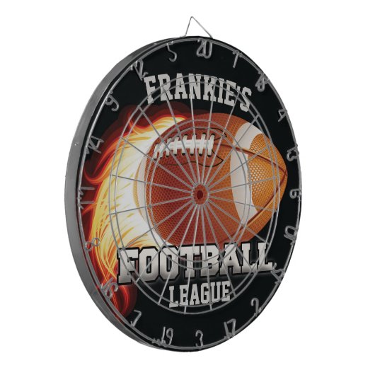 名前パーソナライズされたアメリカンフットボール炎スポーツ ダーツボード (正面左)