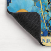 名前パーソナライズされたアートブルーフラワーズ金ゴールド抽象芸術 マウスパッド (コーナー)