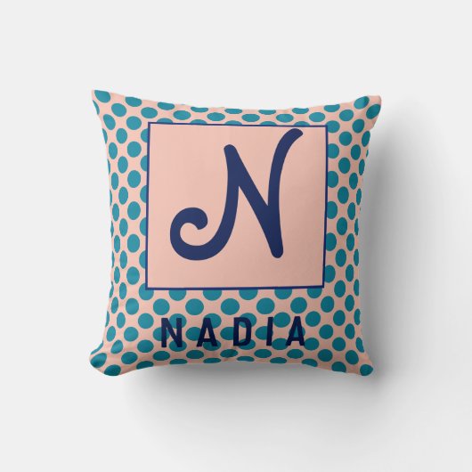 名前パーソナライズされたイニシャルデザイン クッション (正面)