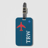 名前パーソナライズされたイニシャル飛行 ラゲッジタグ (正面縦)