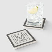 名前パーソナライズされたイニシャル ストーンコースター (横)