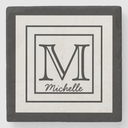 名前パーソナライズされたイニシャル ストーンコースター (正面)