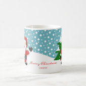 名前パーソナライズされたウィンターサンタクロースのクリスマス コーヒーマグカップ (中央)