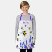名前パーソナライズされたエプロン贈り物とミツバチと花 エプロン (着用した状態)