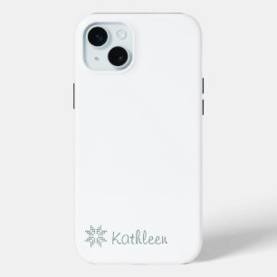 名前パーソナライズされたエレガントスペインのGreen Poinsettia iPhone 15 Miniケース