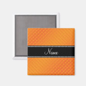 名前パーソナライズされたオレンジ水玉模様 マグネット (正面/裏面)