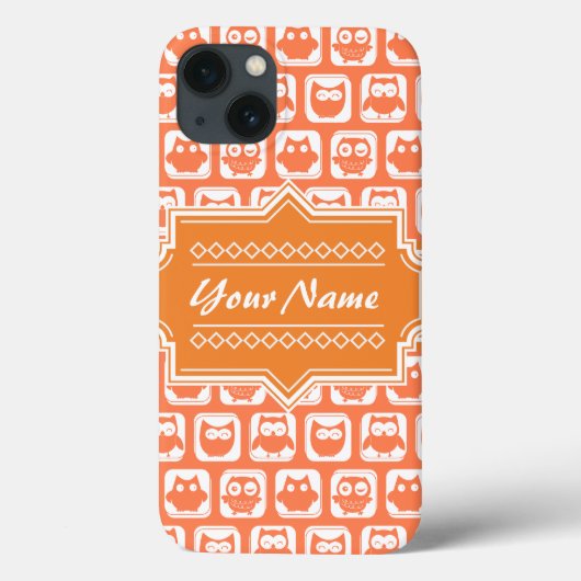 名前パーソナライズされたオレンジ色Owls N1 Case-Mate iPhoneケース (裏面)