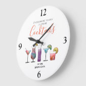名前パーソナライズされたカクテル ラージ壁時計 (傾斜)