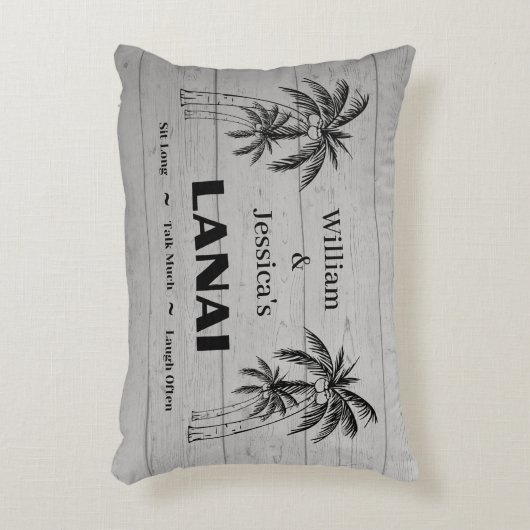 名前パーソナライズされたカスタムラナイトロピカルパーム アクセントクッション (正面(垂直))