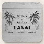 名前パーソナライズされたカスタムラナイトロピカルパーム コースター (正面)