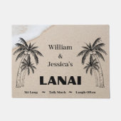 名前パーソナライズされたカスタムラナイトロピカルパーム ドアマット (正面)