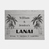 名前パーソナライズされたカスタムラナイトロピカルパーム ドアマット (正面)