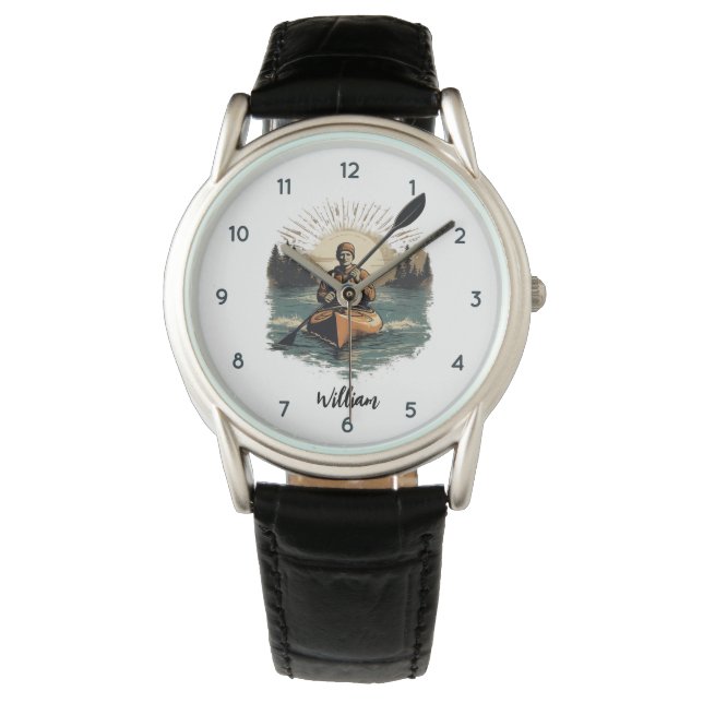 名前パーソナライズされたカヤックカヤッカーウォッチ 腕時計 (正面)